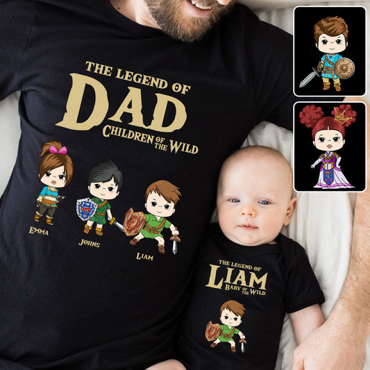 Dad The Legend Of Dad Any Title - Personalized The Adventurer T-shirt And Baby Onesie
