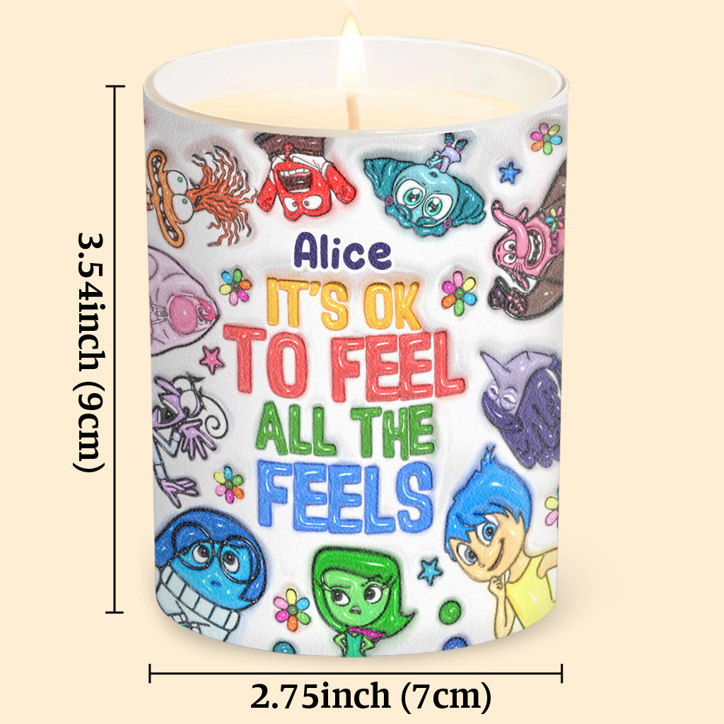 It's Ok To Feel All The Feels - Personalized Candle With Wooden Lid