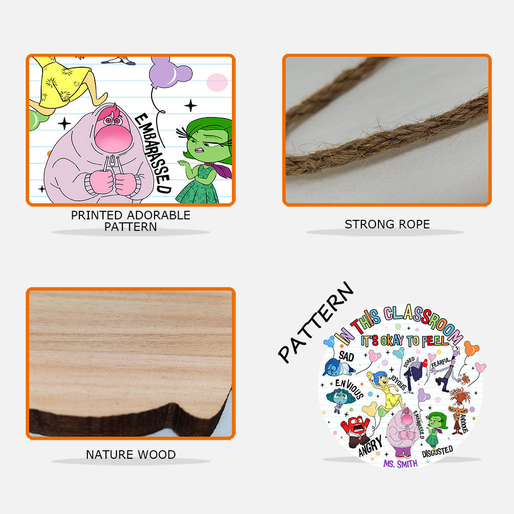 In This Classroom, It's Okay To Feel - Personalized Custom Shaped Wood Sign