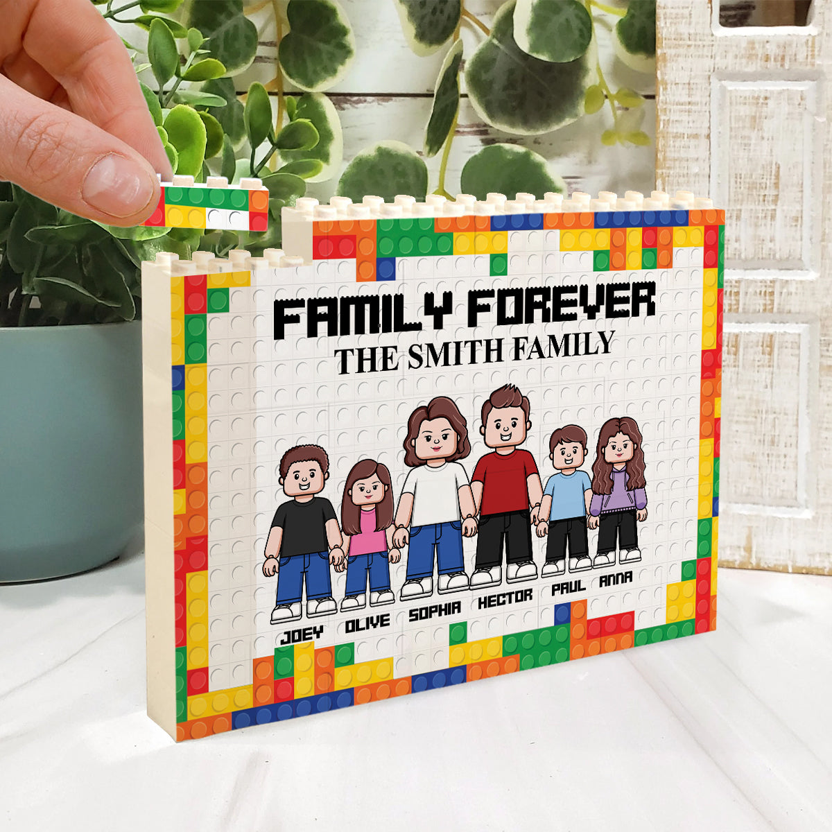 Family Forever - Personalized Family One-sided Horizontal Rectangle Building Brick Blocks