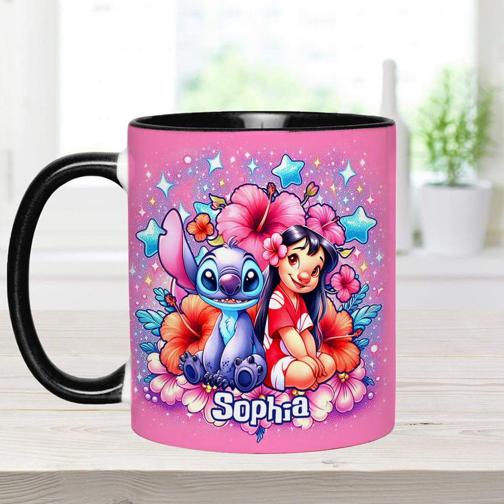 Ohana Cute Bubble Flowers - Personalized Ohana Accent Mug