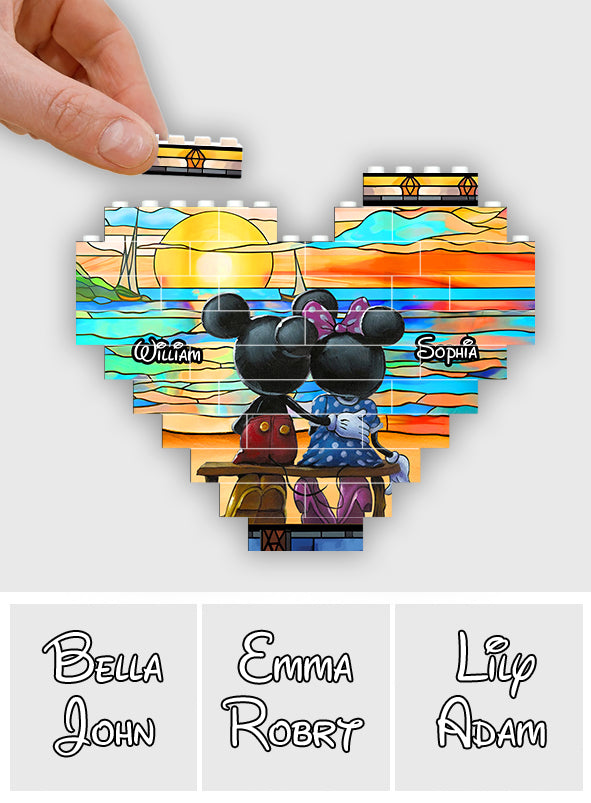 Beautiful Sunset - Personalized Mouse Heart Building Brick Blocks Printed On Both Sides