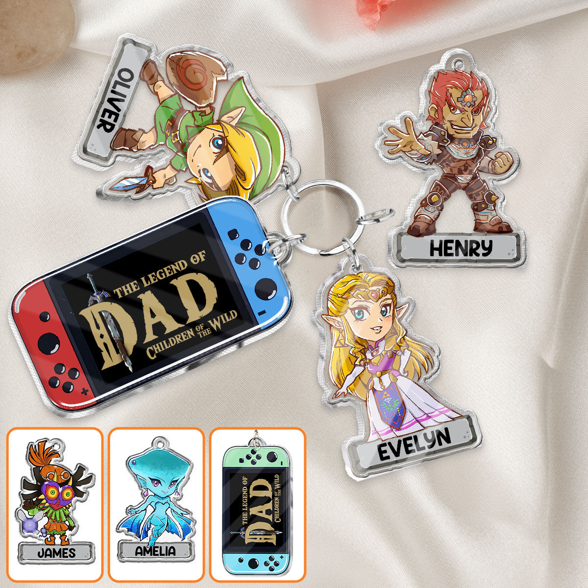 The Legend Of Dad - Personalized The Hero's Legend Keychain with Charms