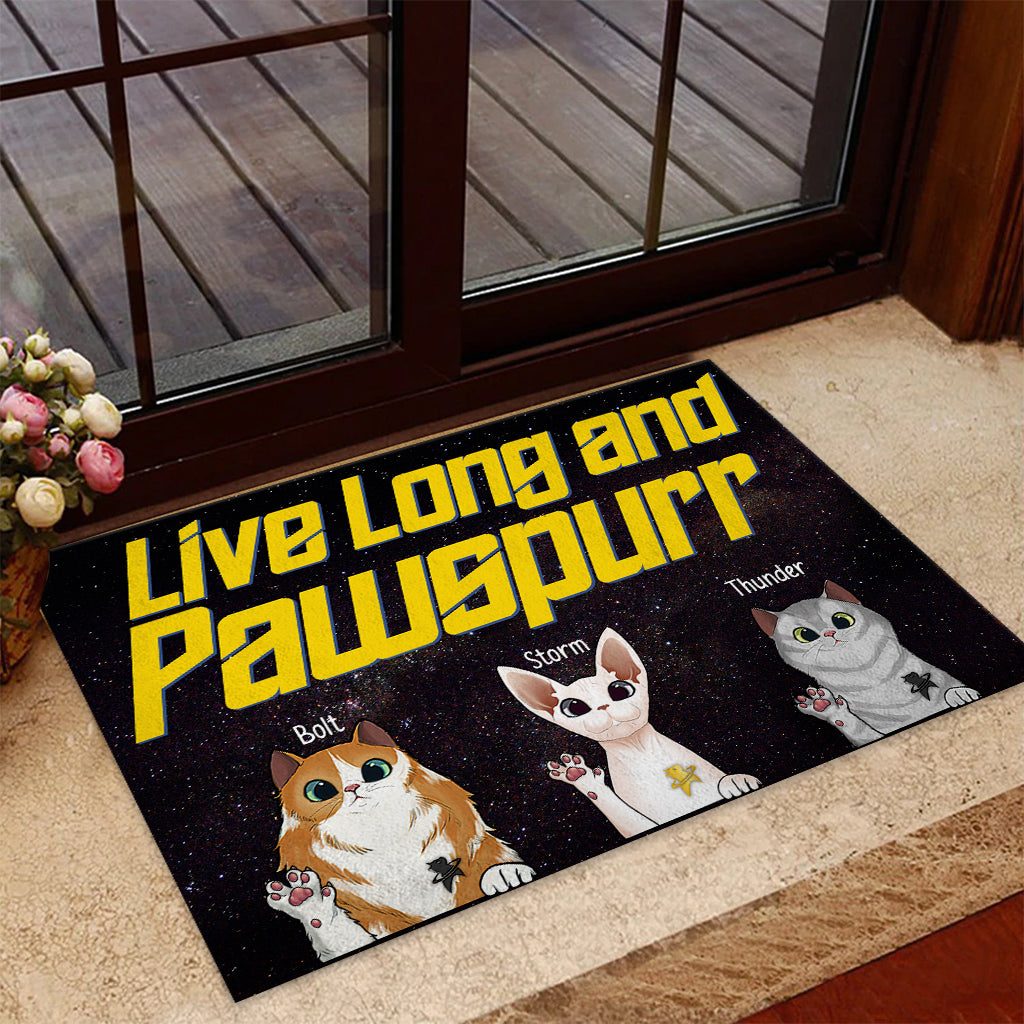 Live Long and Pawspurr - Personalized Star Fleet Doormat