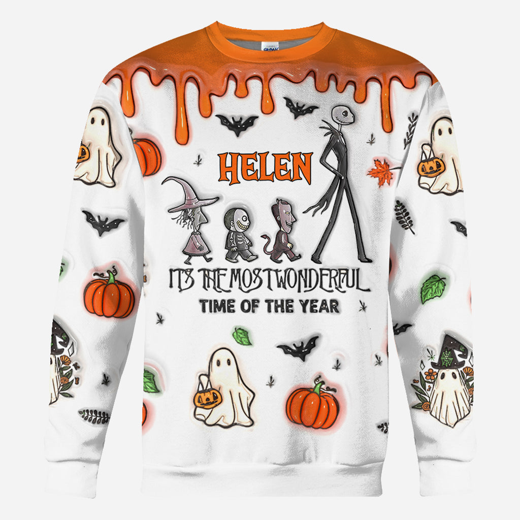 It's The Most Beautiful Time Autumn Skeleton - Personalized Nightmare All Over Shirt