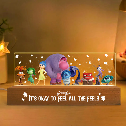 It's Ok To Feel All The Feels - Personalized Autism Awareness Custom LED Night Light
