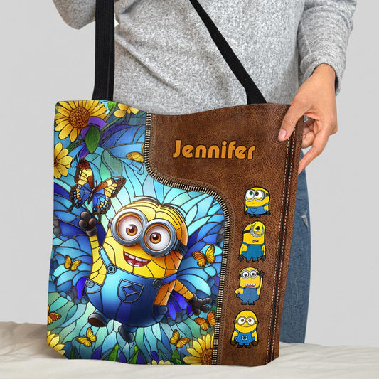 Beautiful Stained Glass Butterflies Yellow Monster - Personalized Tote Bag