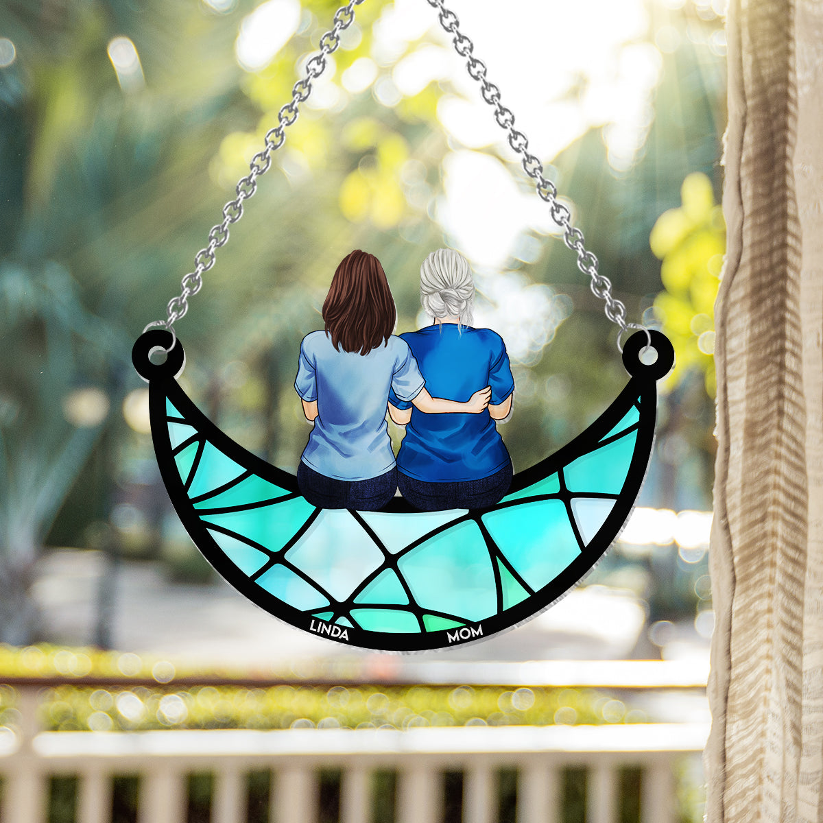 I Love You Mom - Personalized Mother Window Hanging Suncatcher Ornament