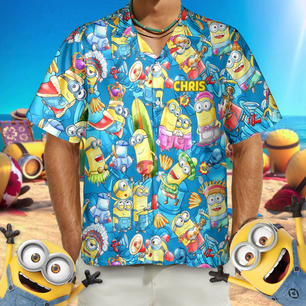 Having Fun Yellow Monster - Personalized Hawaiian Shirt