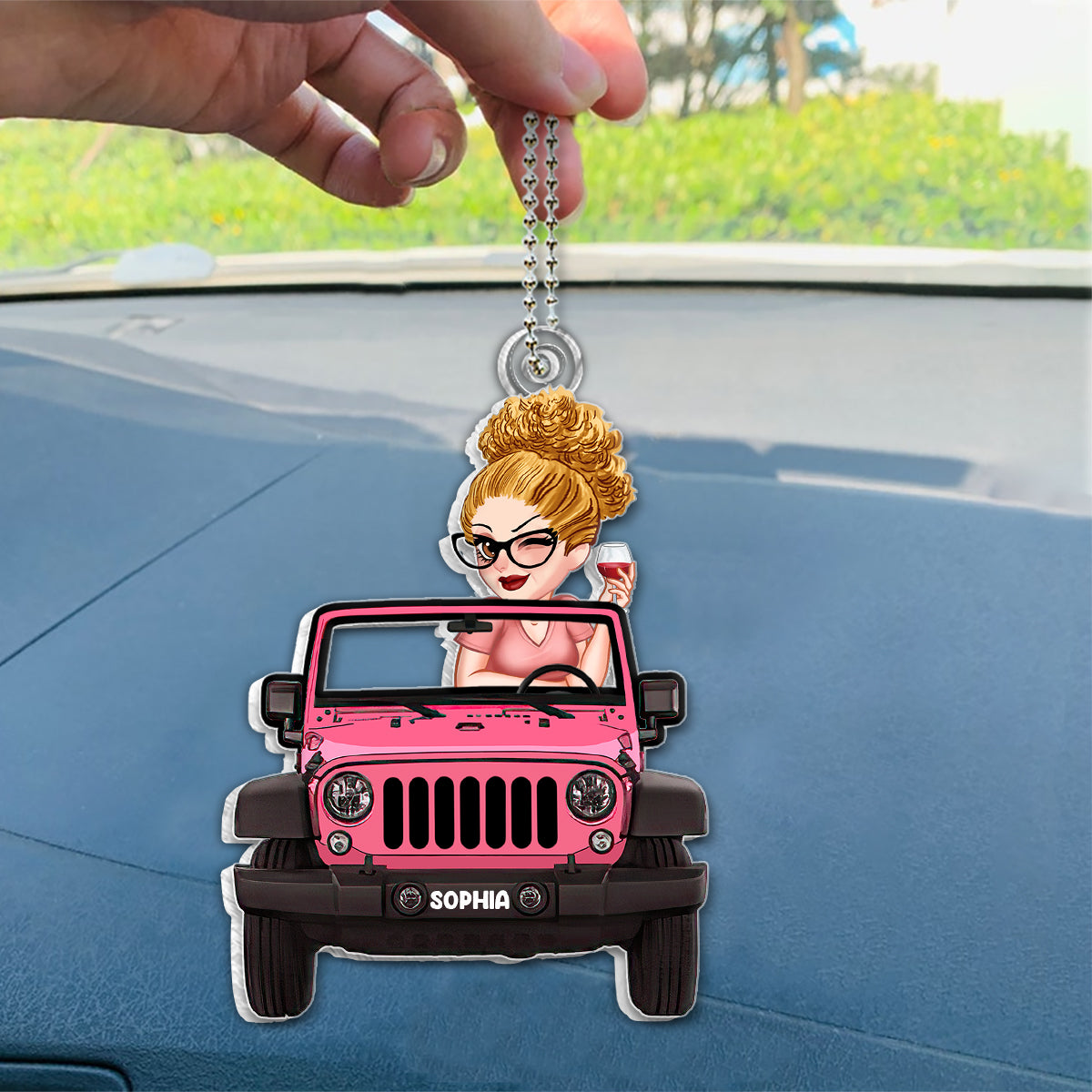 A Girl And Her Car - Personalized Car Custom Shaped Car Ornament