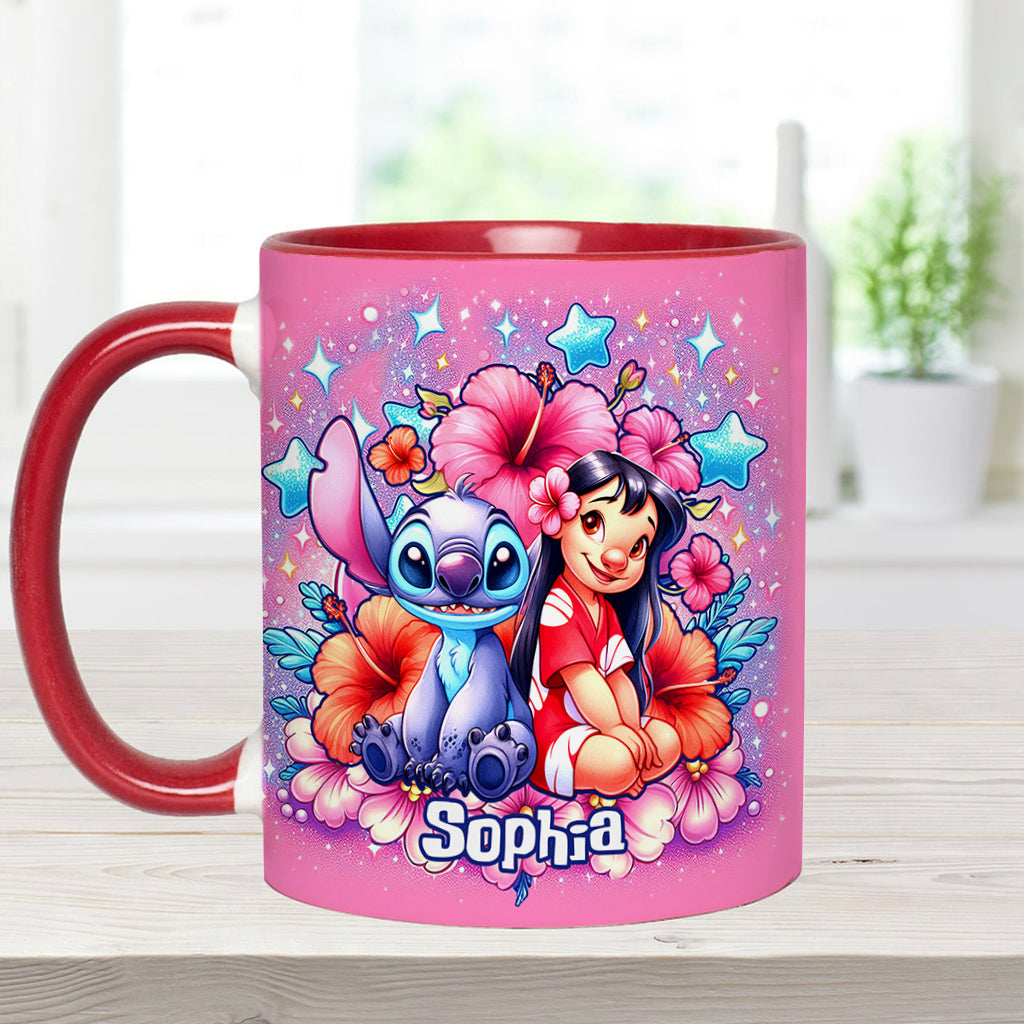 Ohana Cute Bubble Flowers - Personalized Ohana Accent Mug