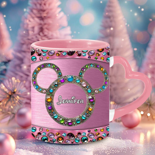 Magic Pink - Personalized Mouse Heart Handle Mug