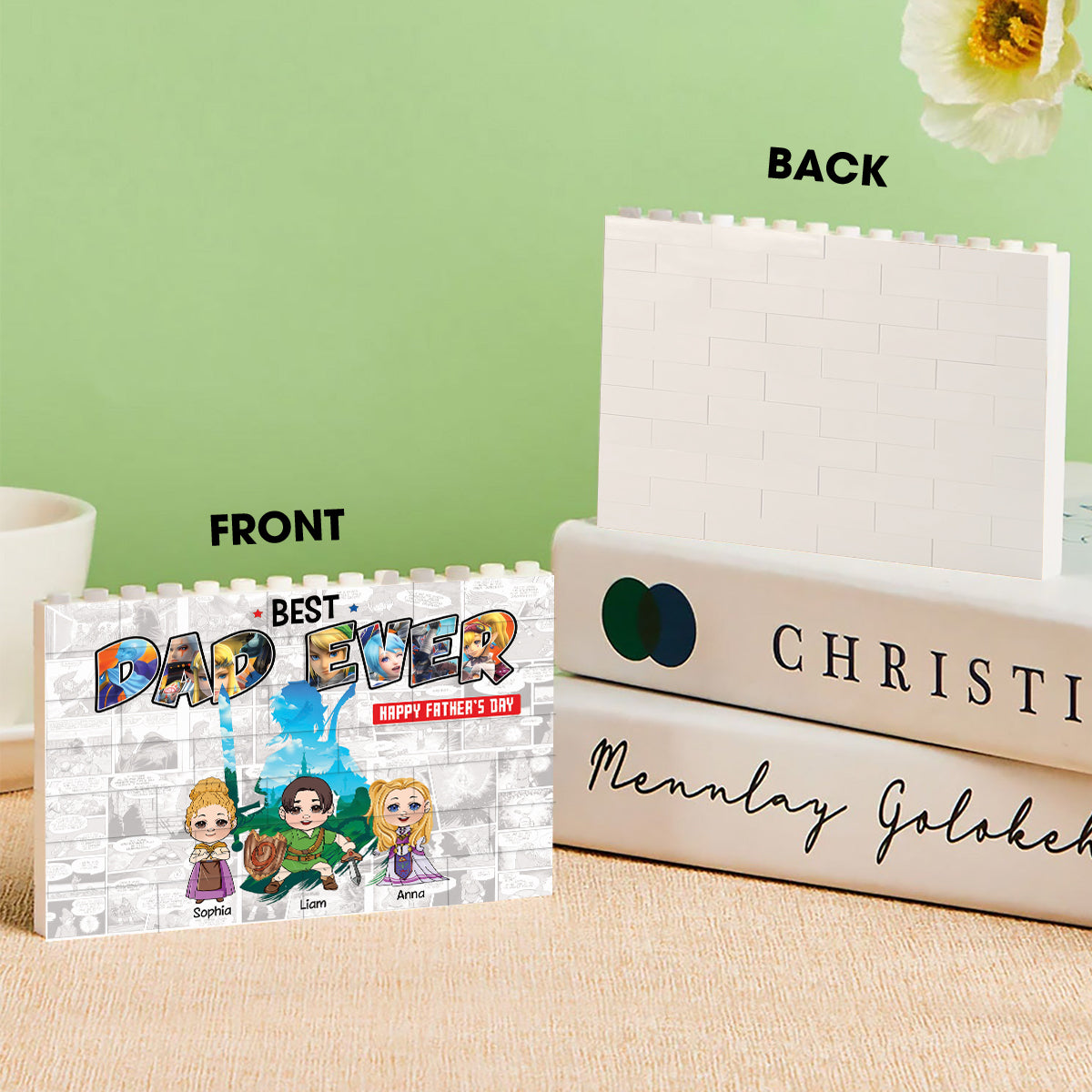 Best Dad Ever - Personalized The Hero's Legend One-sided Horizontal Rectangle Building Brick Blocks