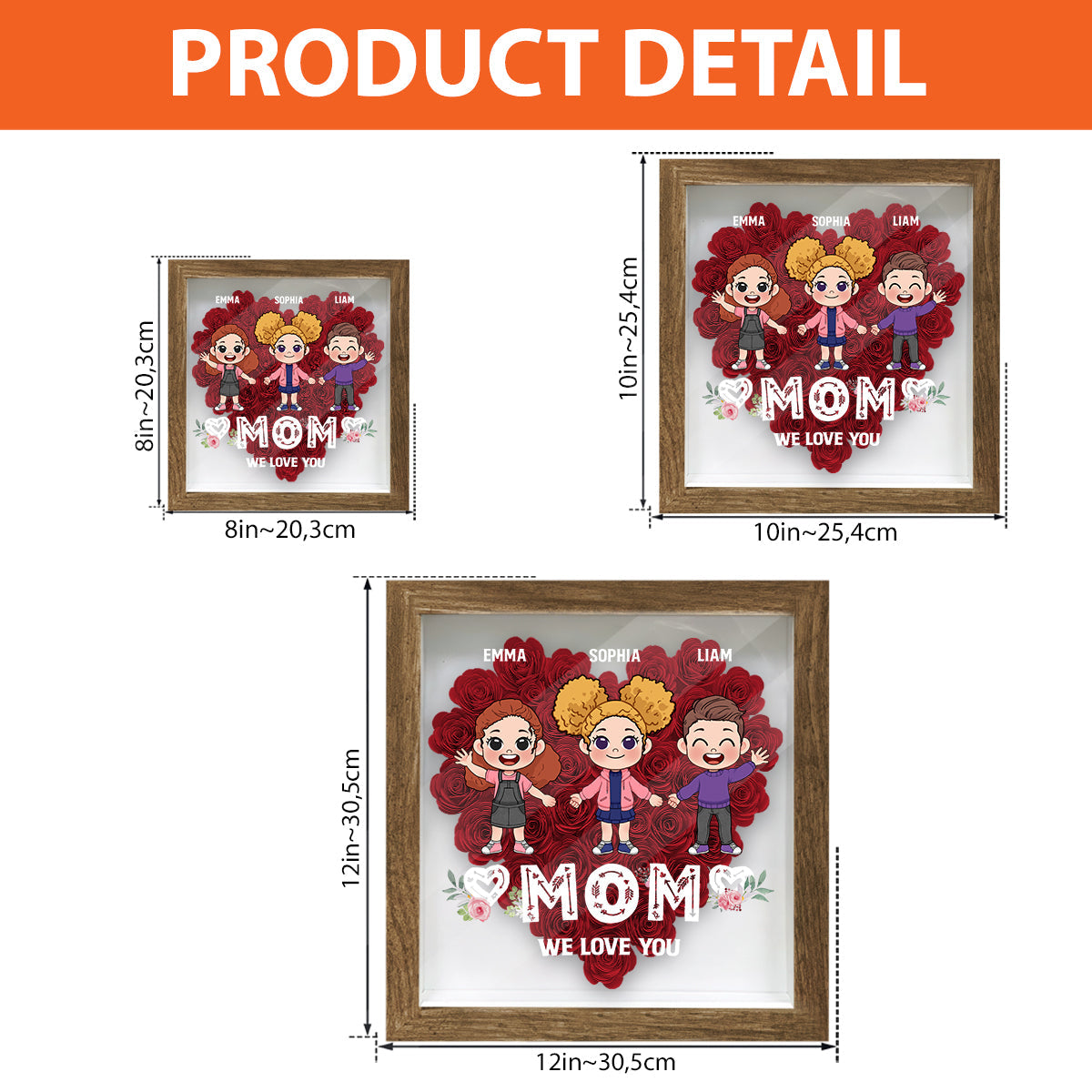 Mom We Love You - Personalized Mother Flower Shadow Box