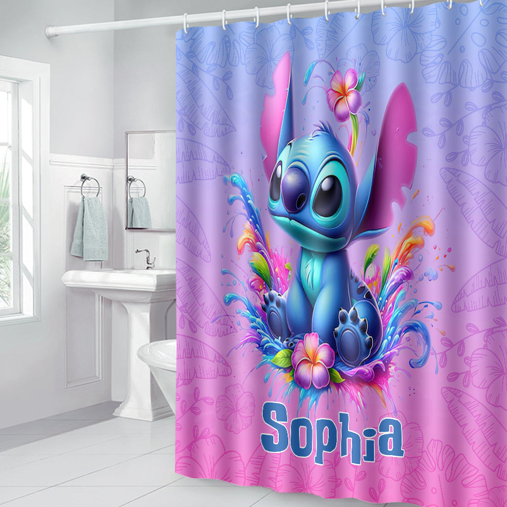 Blue Ohana - Personalized Ohana Bathroom Curtain & Mats Set