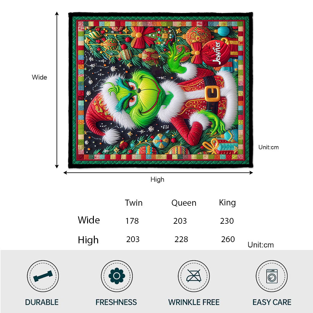Merry Grinchmas - Personalized Stole Christmas Quilt