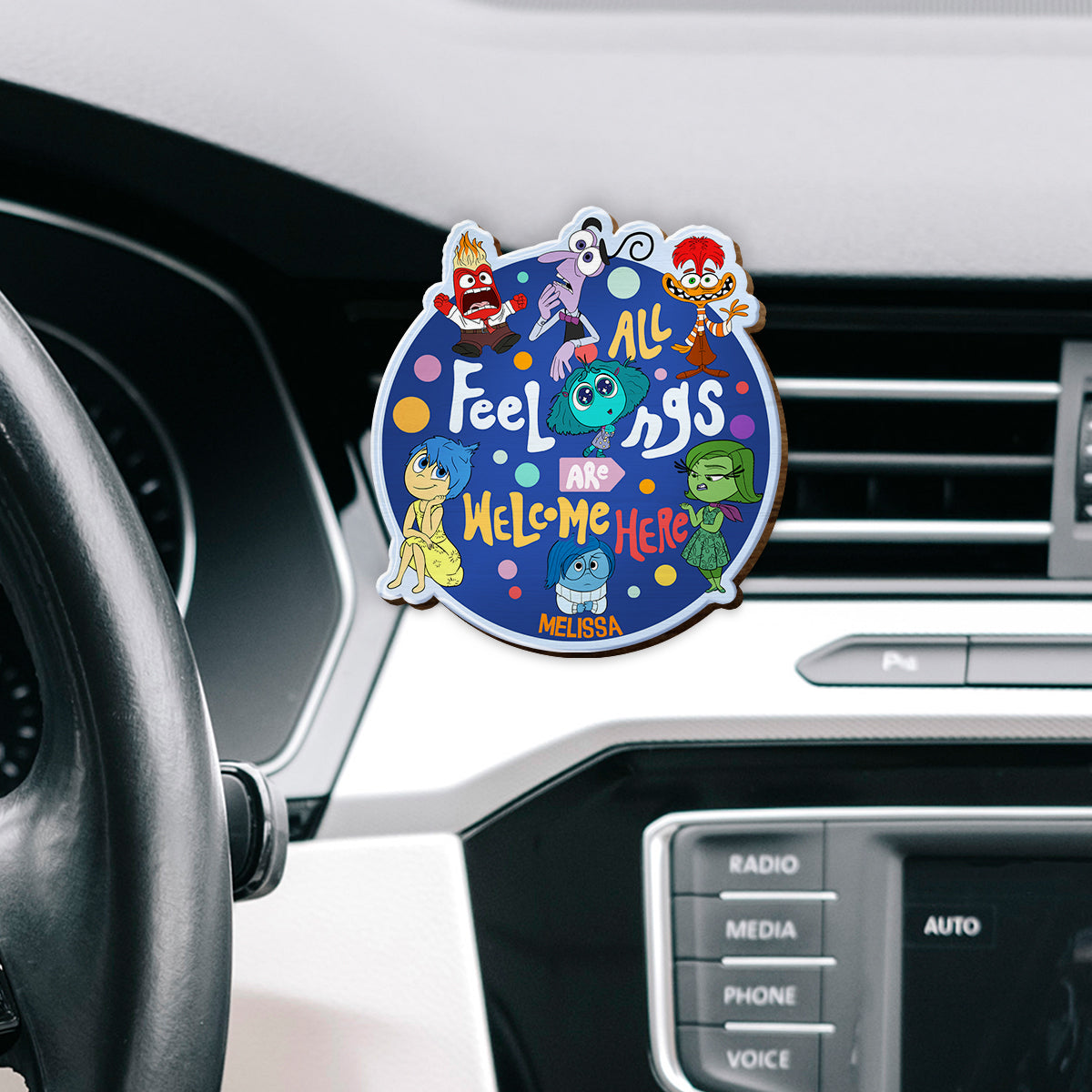 All Feelings Are Welcome Here - Personalized Shaped Car Visor Clip