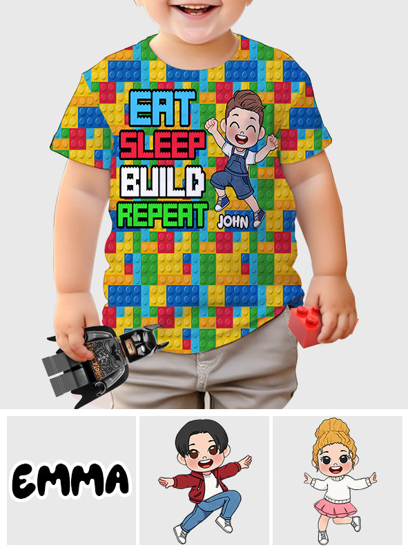 Eat Sleep Build Repeat - Personalized All Over Shirt