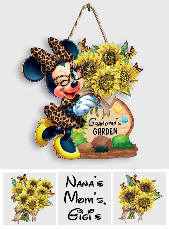 Grandma's Mom's Garden Custom Any Title - Personalized Mouse Custom Shaped Wood Sign
