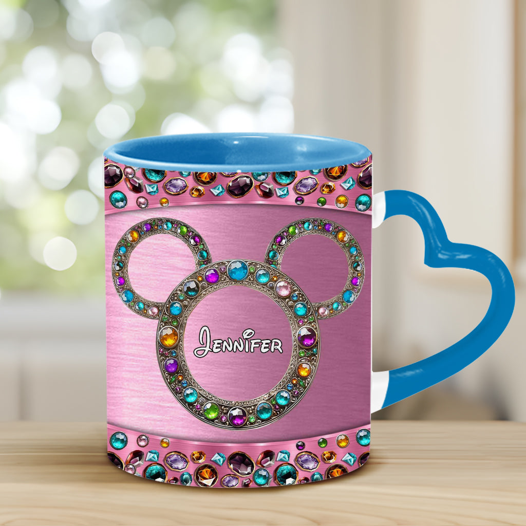Magic Pink - Personalized Mouse Heart Handle Mug