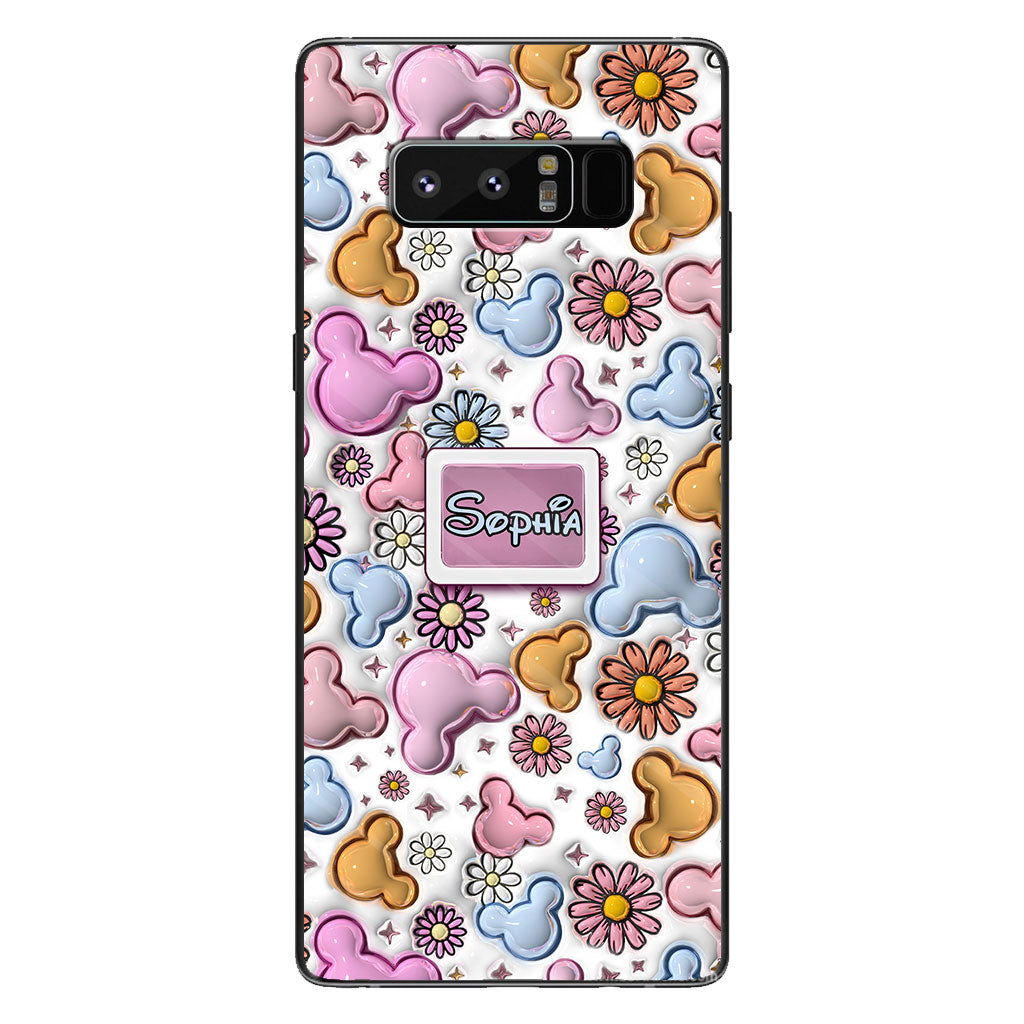 Cute Mouse Ears Floral Style - Personalized Mouse Clear Phone Case