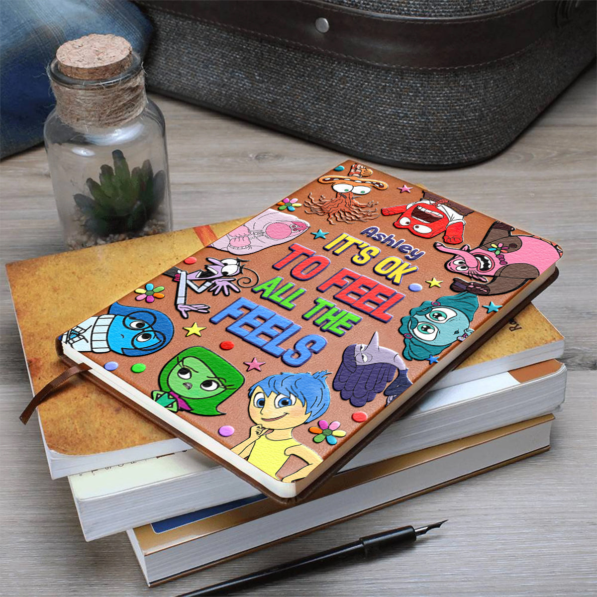 It's Ok To Feel All The Feels - Personalized Leather Journal