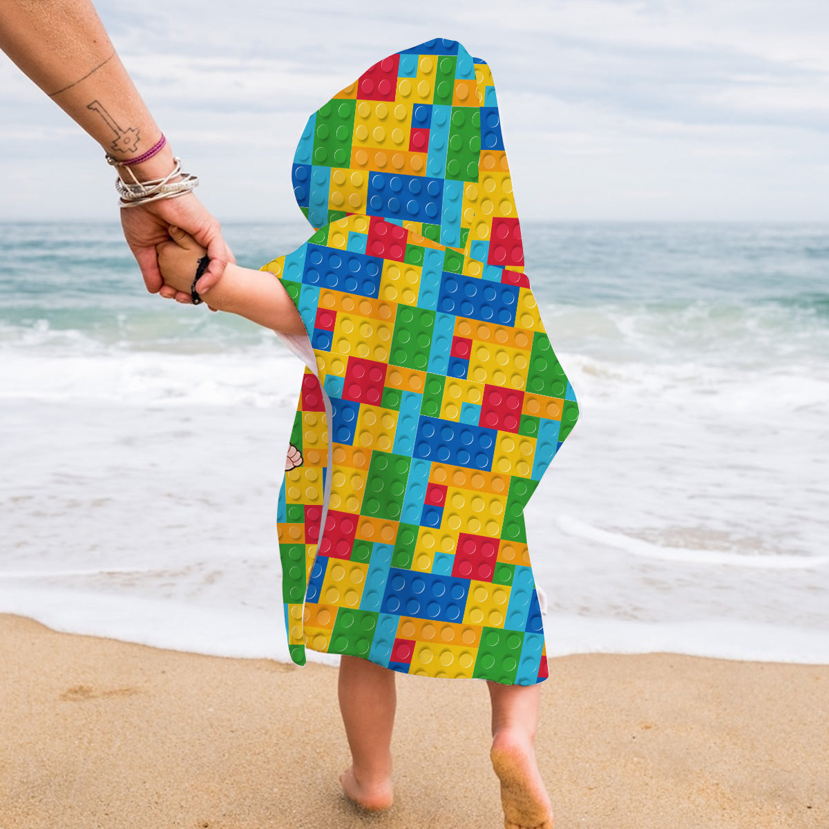 Eat Sleep Bath Build Repeat - Personalized Kid Hooded Towel Poncho