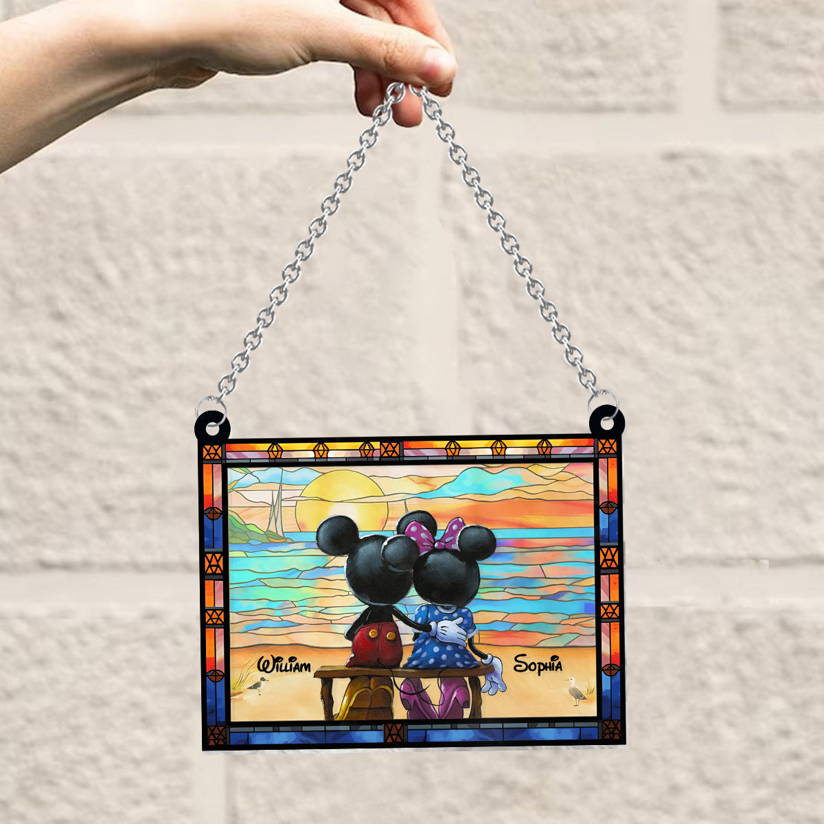 I am yours - Personalized Mouse Window Hanging Suncatcher Ornament