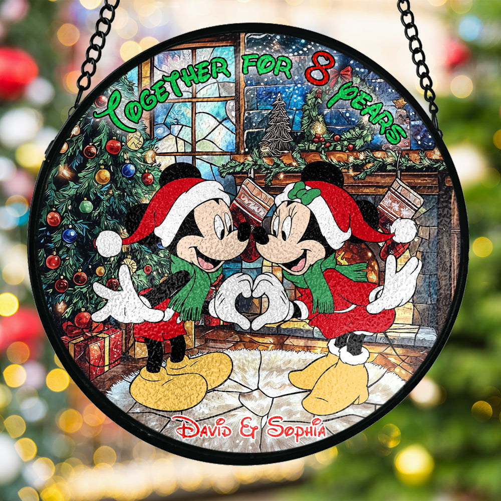 Together For Years - Personalized Couple Stained Glass Suncatcher