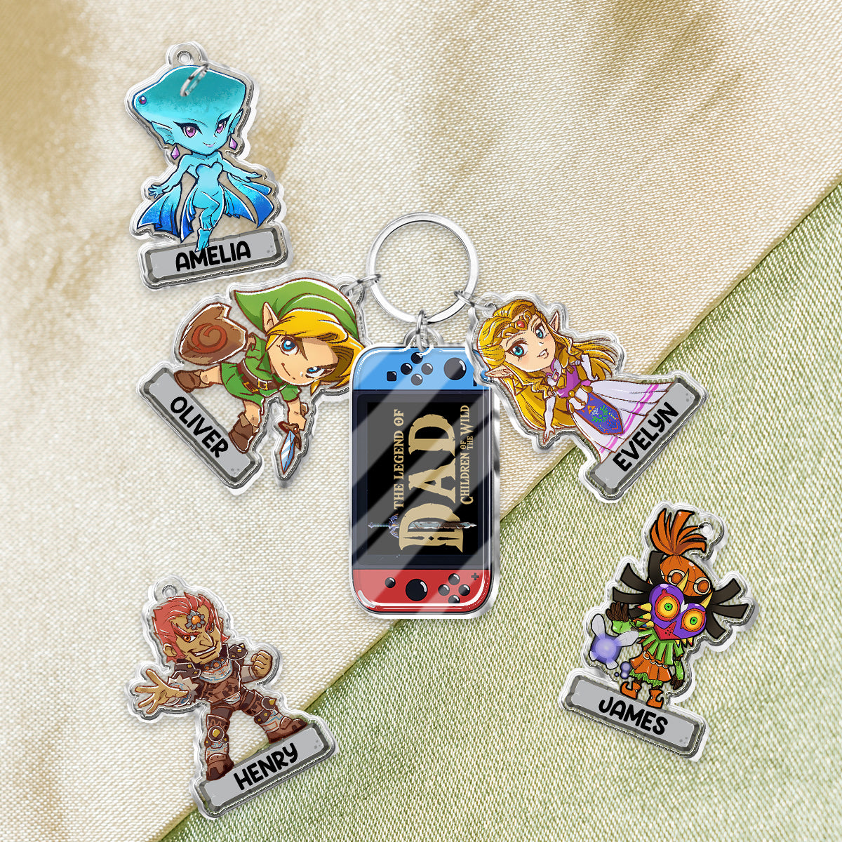 The Legend Of Dad - Personalized The Hero's Legend Keychain with Charms