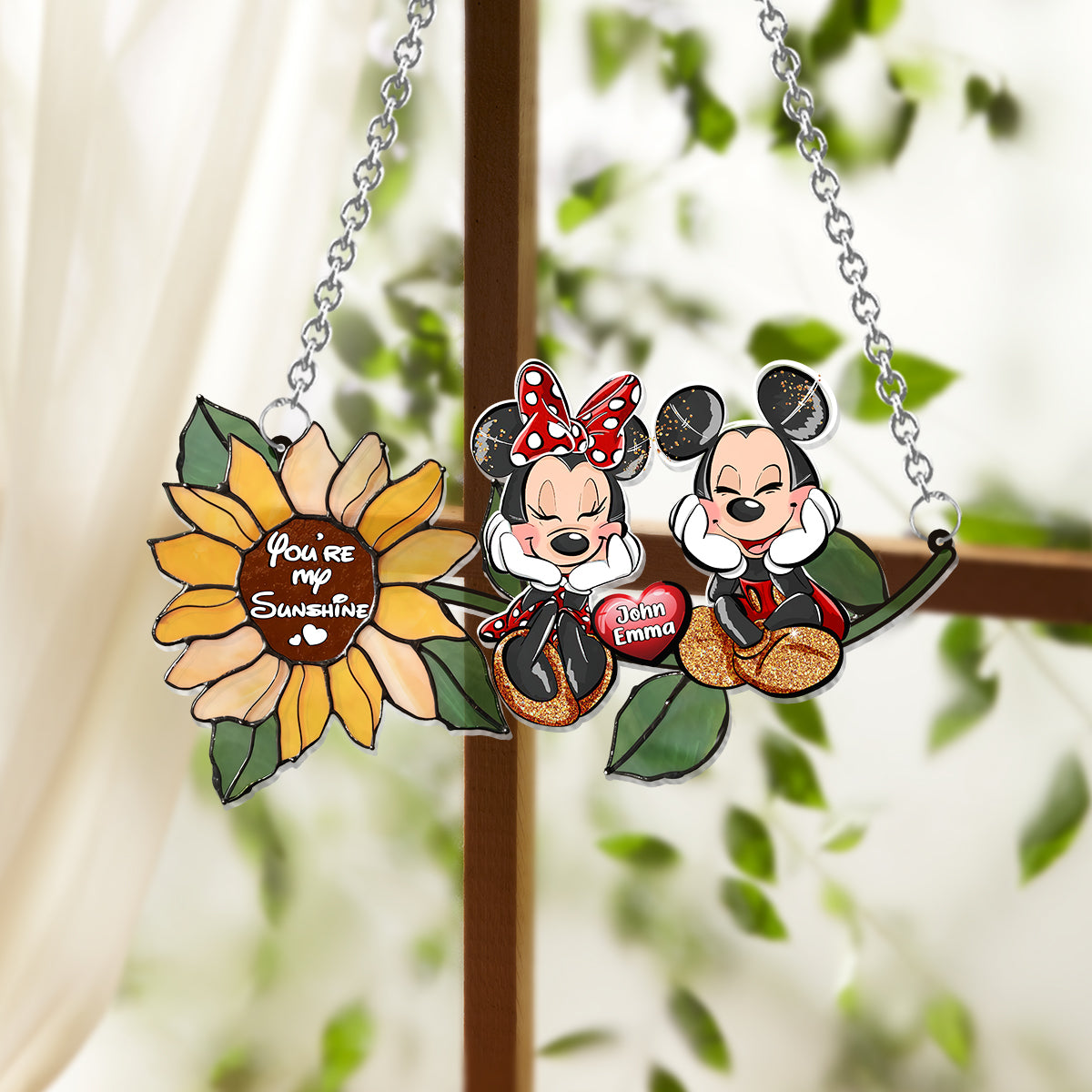 You're My Sunshine - Personalized Mouse Window Hanging Suncatcher Ornament