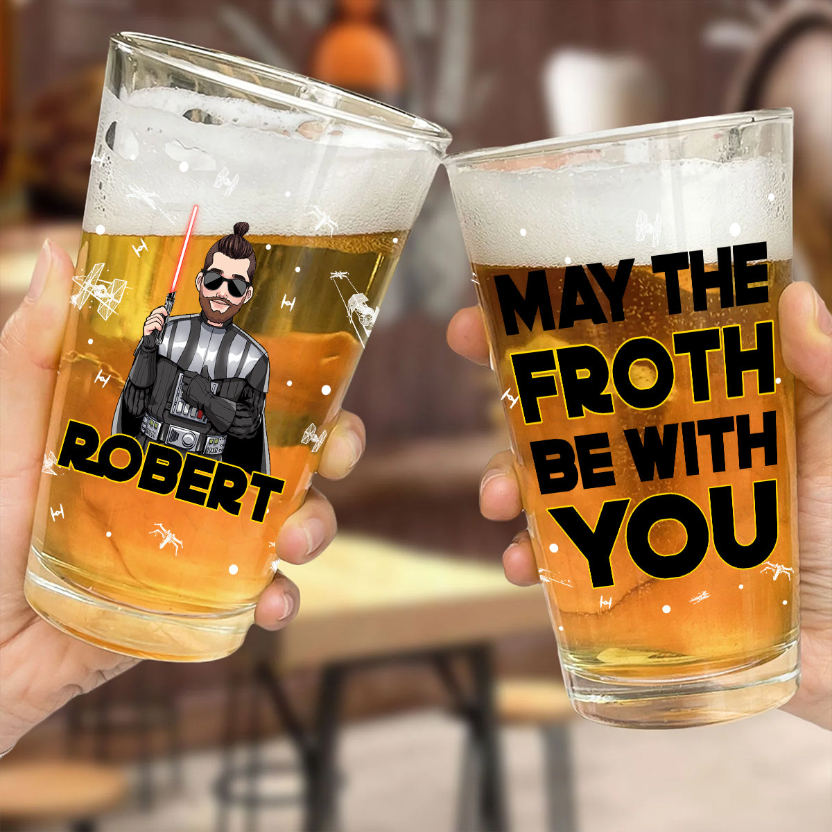 May The Froth Be With You - Personalized The Force Beer Glass