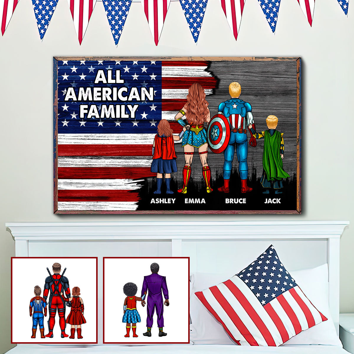 All American Family - Personalized Family Canvas And Poster