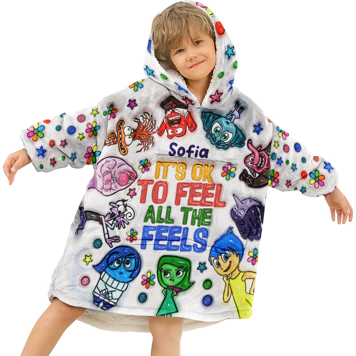 It's Ok To Feel All The Feels - Personalized Mouse Blanket Hoodie