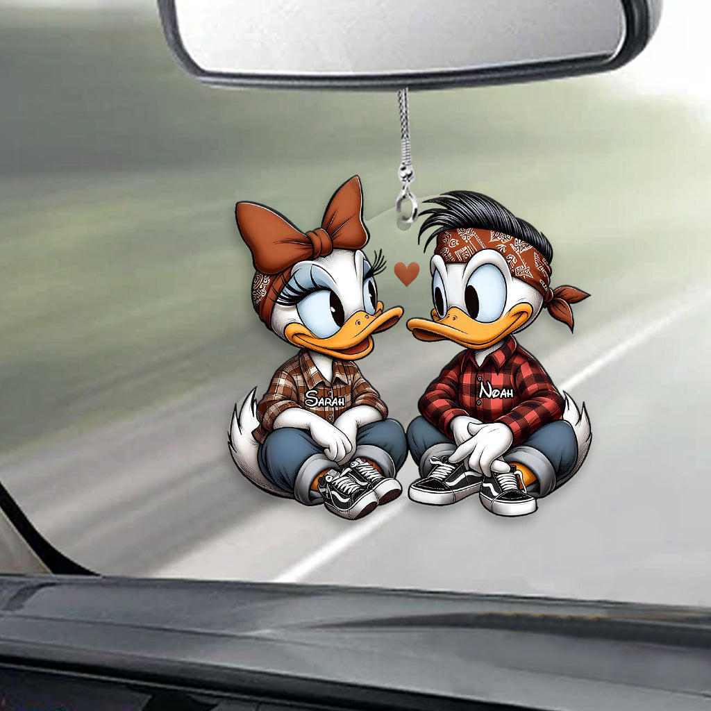 Chicano Duck Couple - Personalized Mouse Transparent Car Ornament