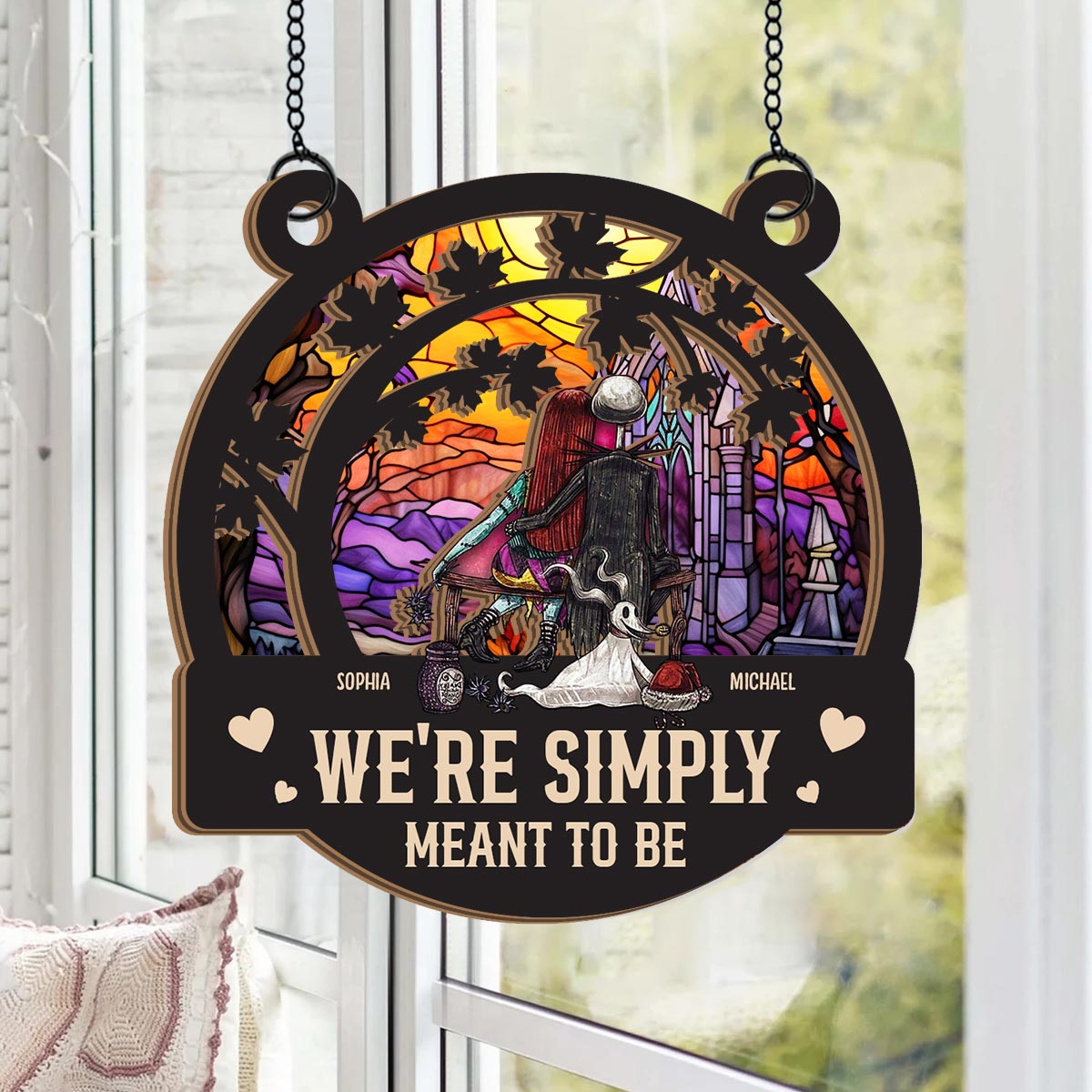 We're Simply Meant To Be - Personalized Nightmare 2 Layered Window Hanging Suncatcher
