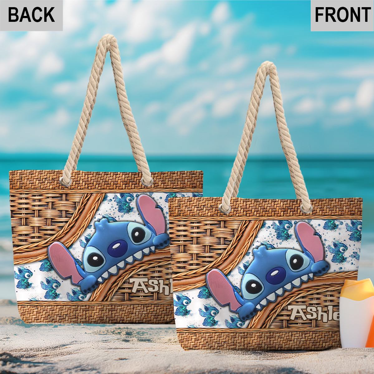 Cute Stitch - Personalized Ohana Beach Bag