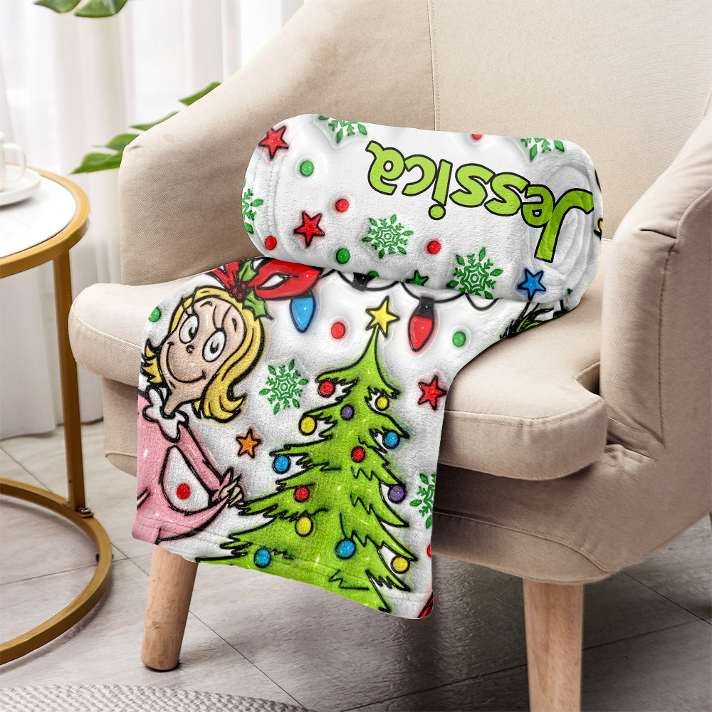 Merry Grinchmas - Personalized Stole Christmas Blanket