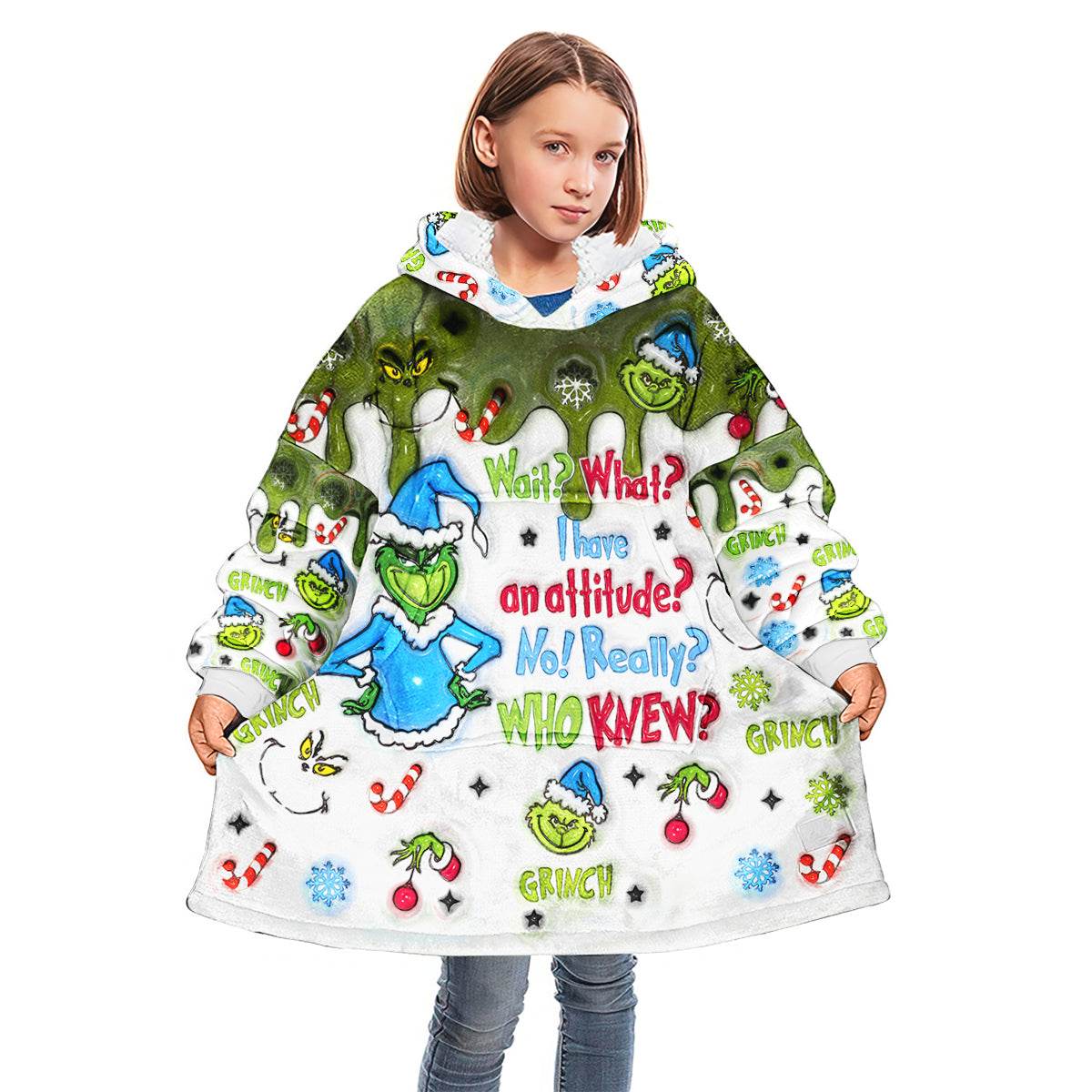 Wait What I Have An Attitude - Personalized Stole Christmas Blanket Hoodie