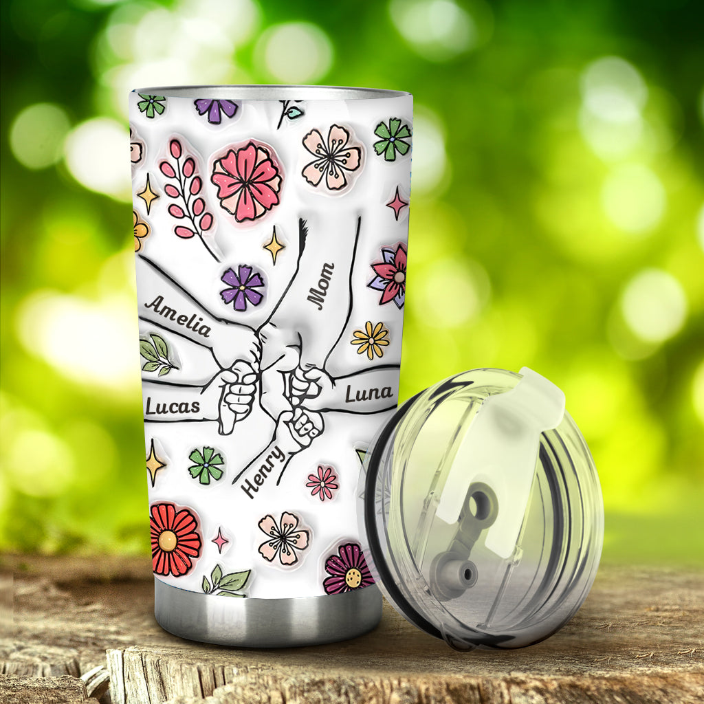 Spring Flower Holding Hands Nana Mom - Personalized Mother Tumbler