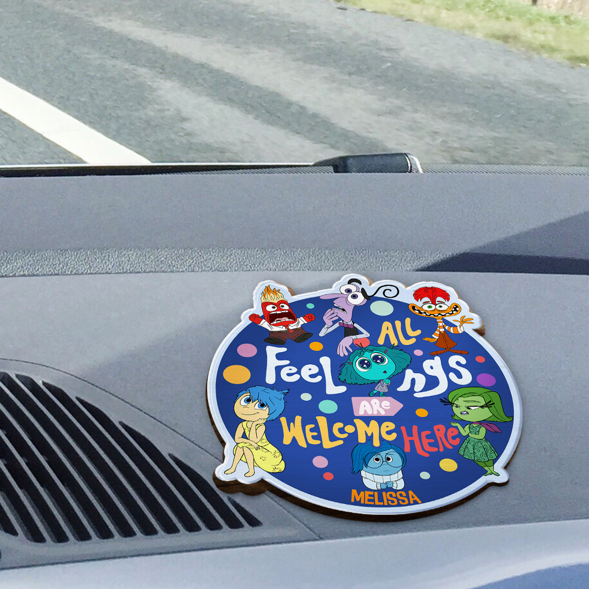 All Feelings Are Welcome Here - Personalized Shaped Car Visor Clip