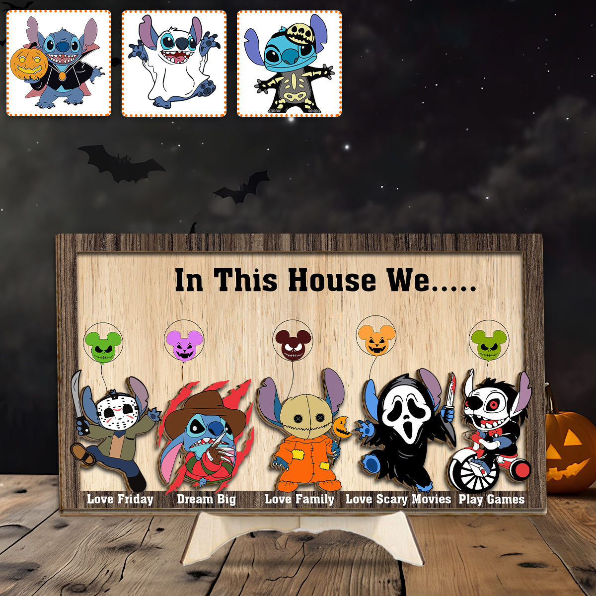 hlw A01 In This House - Personalized Ohana 2 Layered Wood Sign / Wood Plaque