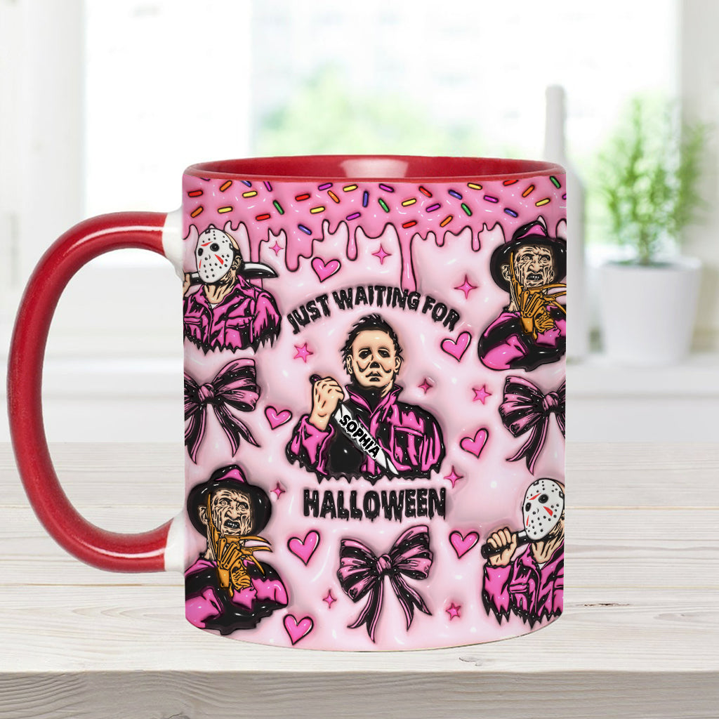Just Waiting For The Halloween - Personalized Accent Mug