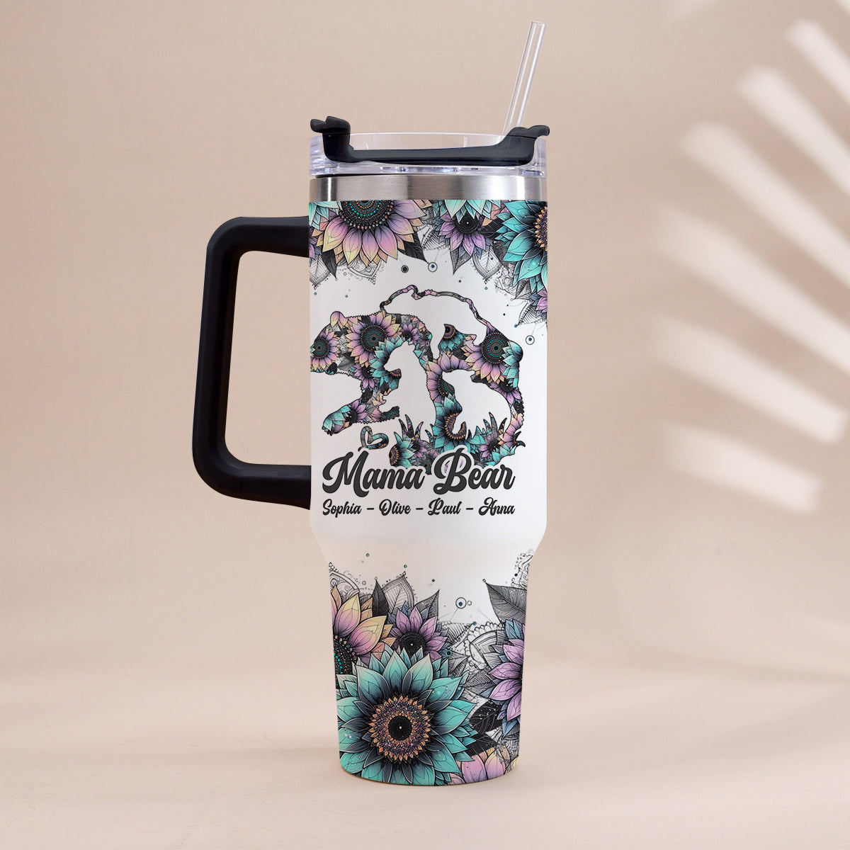 Mama Bear - Personalized Mother Tumbler With Handle