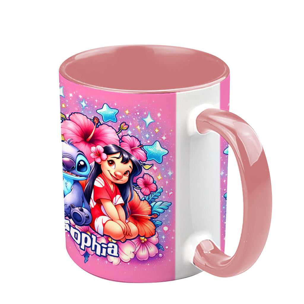 Ohana Cute Bubble Flowers - Personalized Ohana Accent Mug
