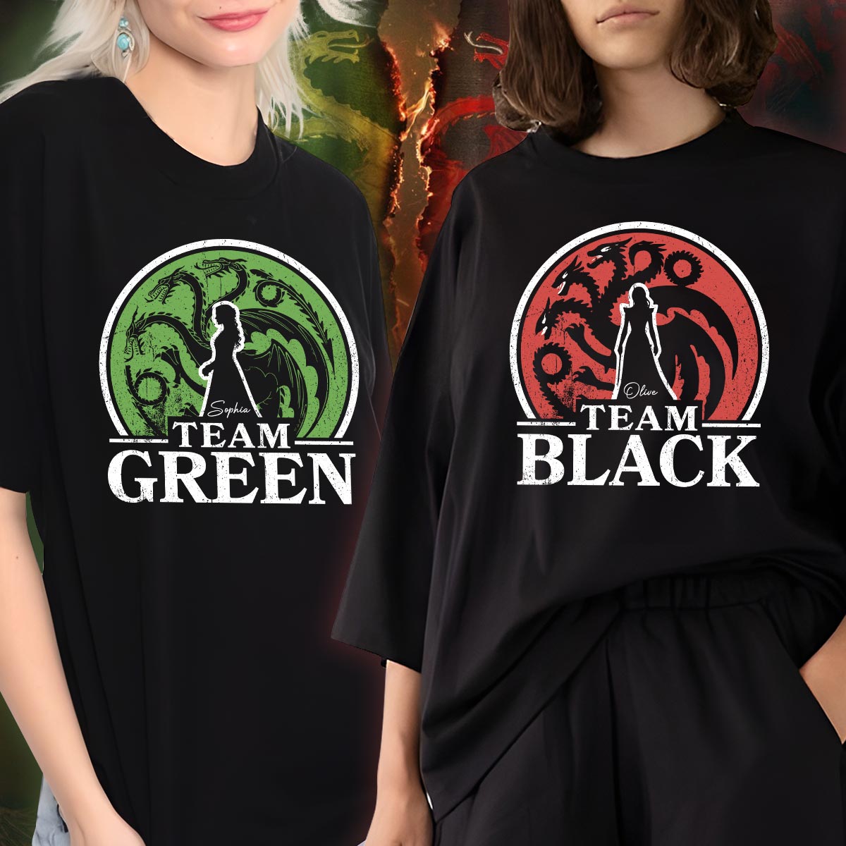 Team Black Vs Team Green - Personalized Thrones Game T-shirt And Hoodie