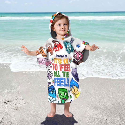 It's OK To Feel - Personalized Kid Hooded Towel Poncho
