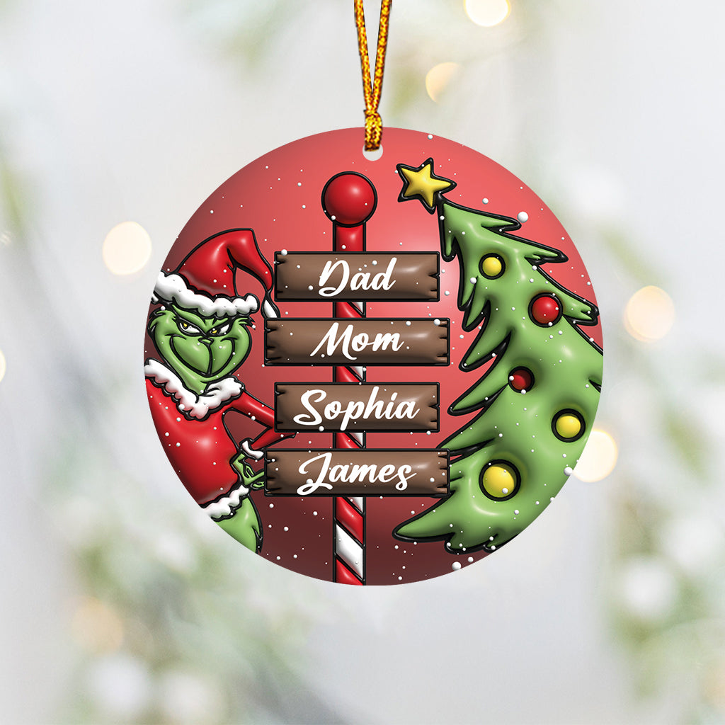 Merry Grinchmas Family - Personalized Stole Christmas Ornament