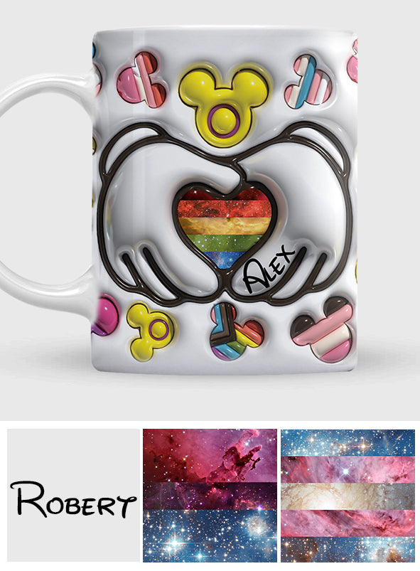 Love Is Love Mouse Hands Custom Pride Flag - Personalized LGBT Support Mug