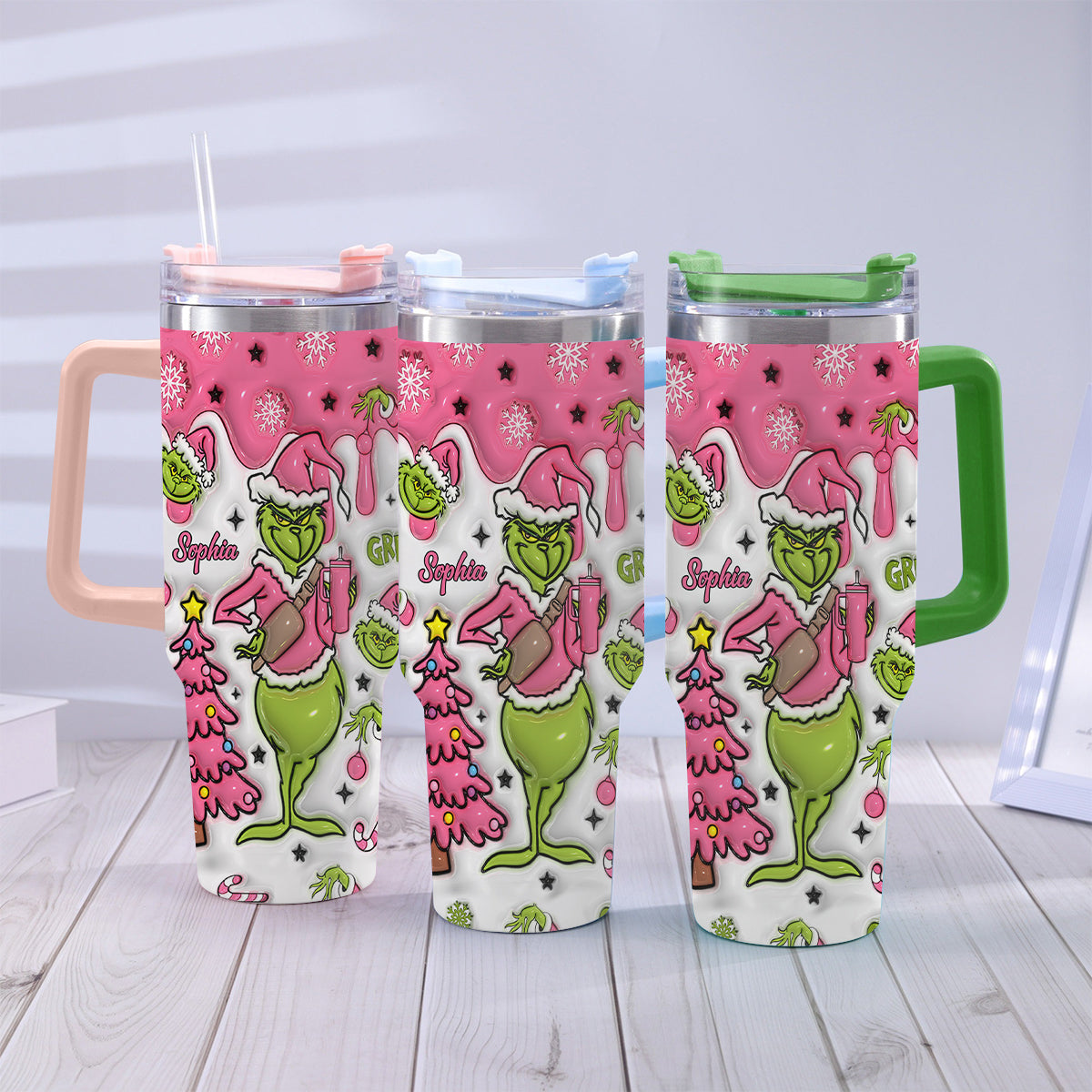 Merry Grinchmas - Personalized Stole Christmas Tumbler With Handle